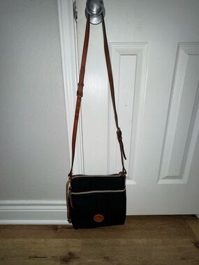 Dooney & Bourke Black Crossbody with Brown Leather Trim